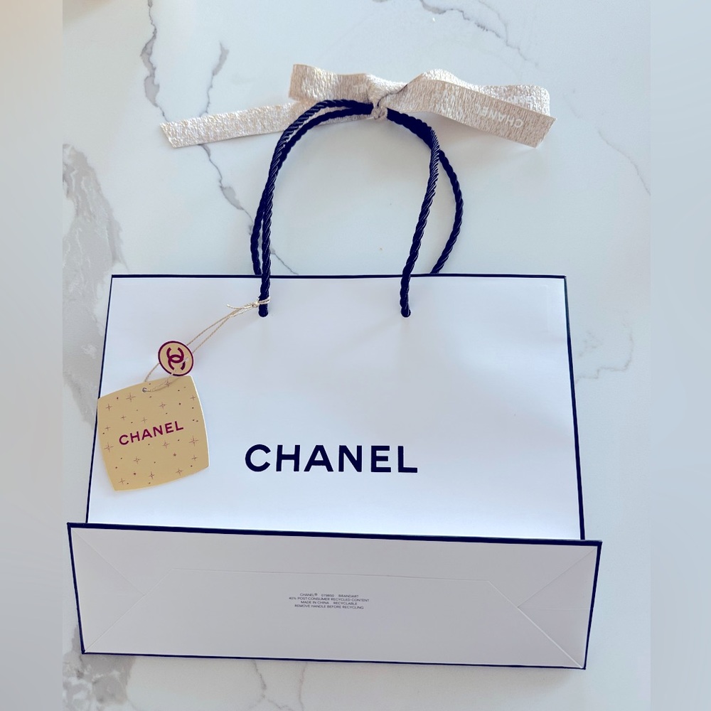 Like New Size Small Chanel Signature Paper Shopping Bag/Tote 10” X 8” X 3”